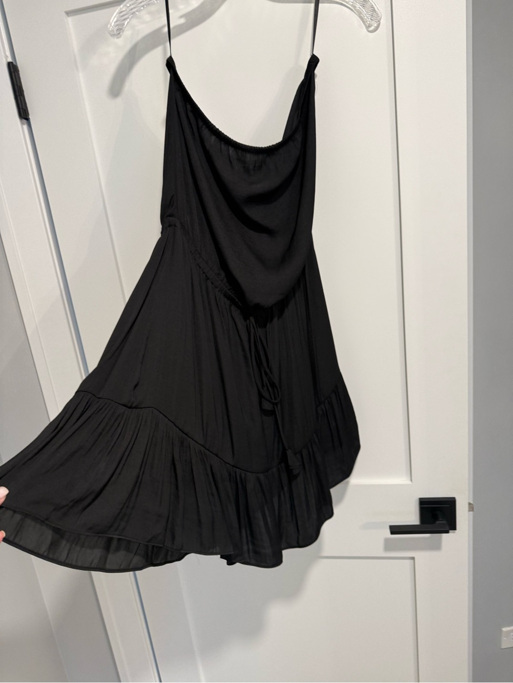 Naked Zebra Black Women's Slip Dress with Ruffle Hem, Size L NWT